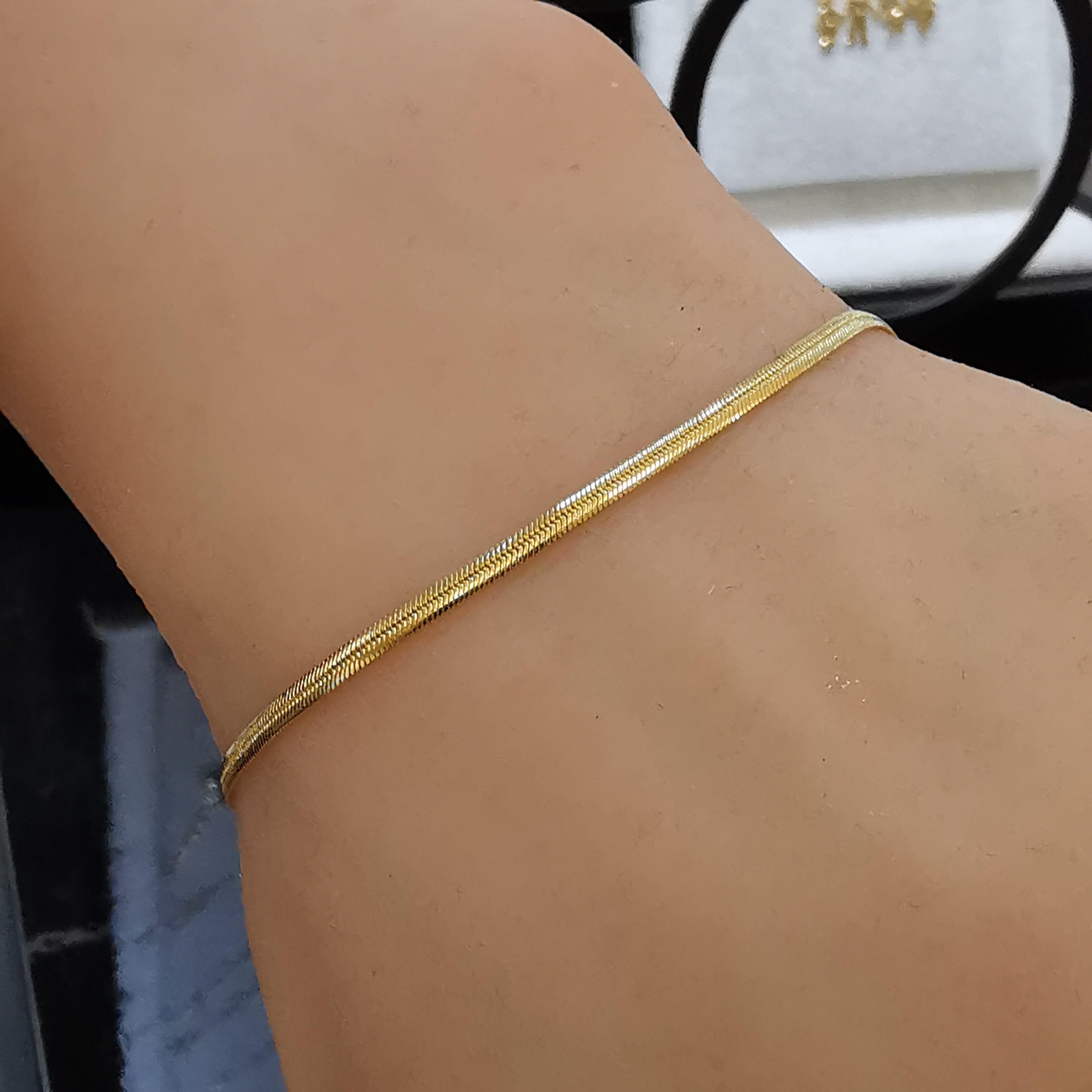 925 ECHT SILBER, GOLD PL.*** Armband Schlangenkette Flach Vergoldet 17-18-19 Cm